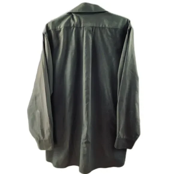 Van Heusen Dress Shirt Mens L 16 32/33 Black Microfiber Long Sleeve Wrinkle Free - Picture 2 of 11